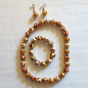 Beaded 3piece neck, Bracelet, earings